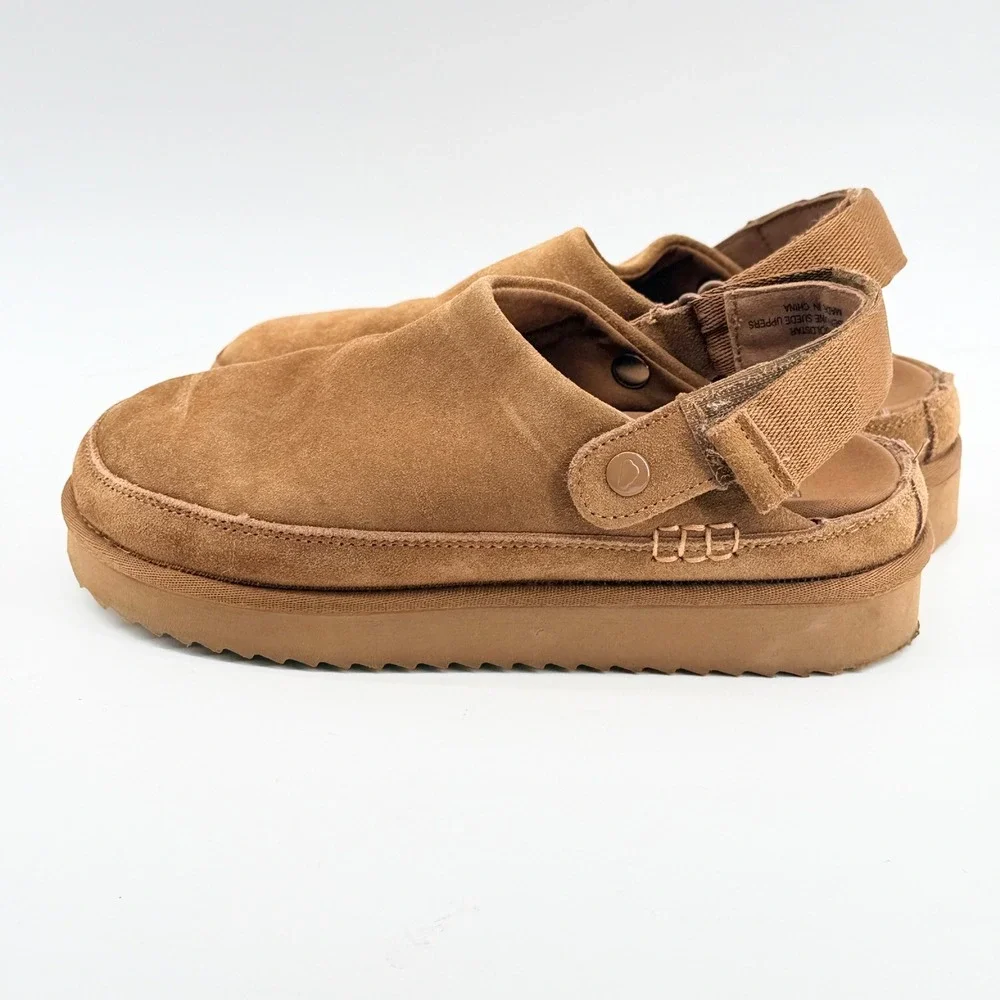 Project Cloud Goldstar 504 Suede Slingback Clog Platform Sandal Tan Womens 6